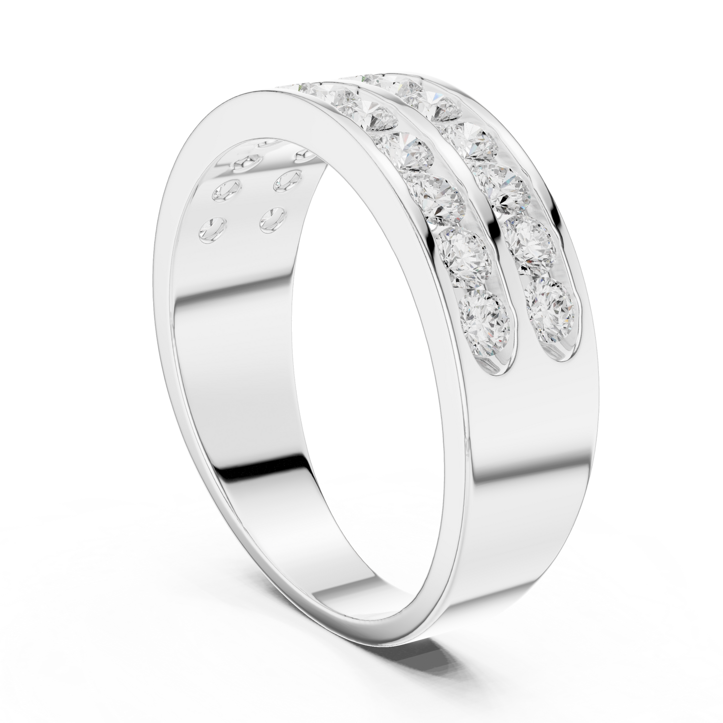 Yellow Gold Double Row Channel Set Diamond Wedding Ring 1.32CTW