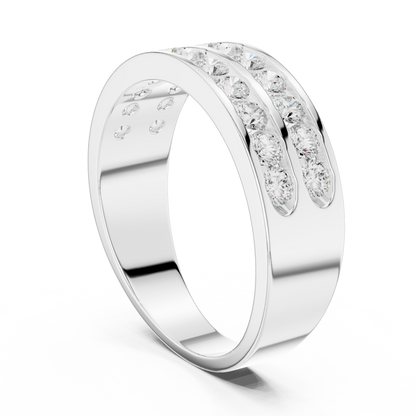 Yellow Gold Double Row Channel Set Diamond Wedding Ring 1.32CTW