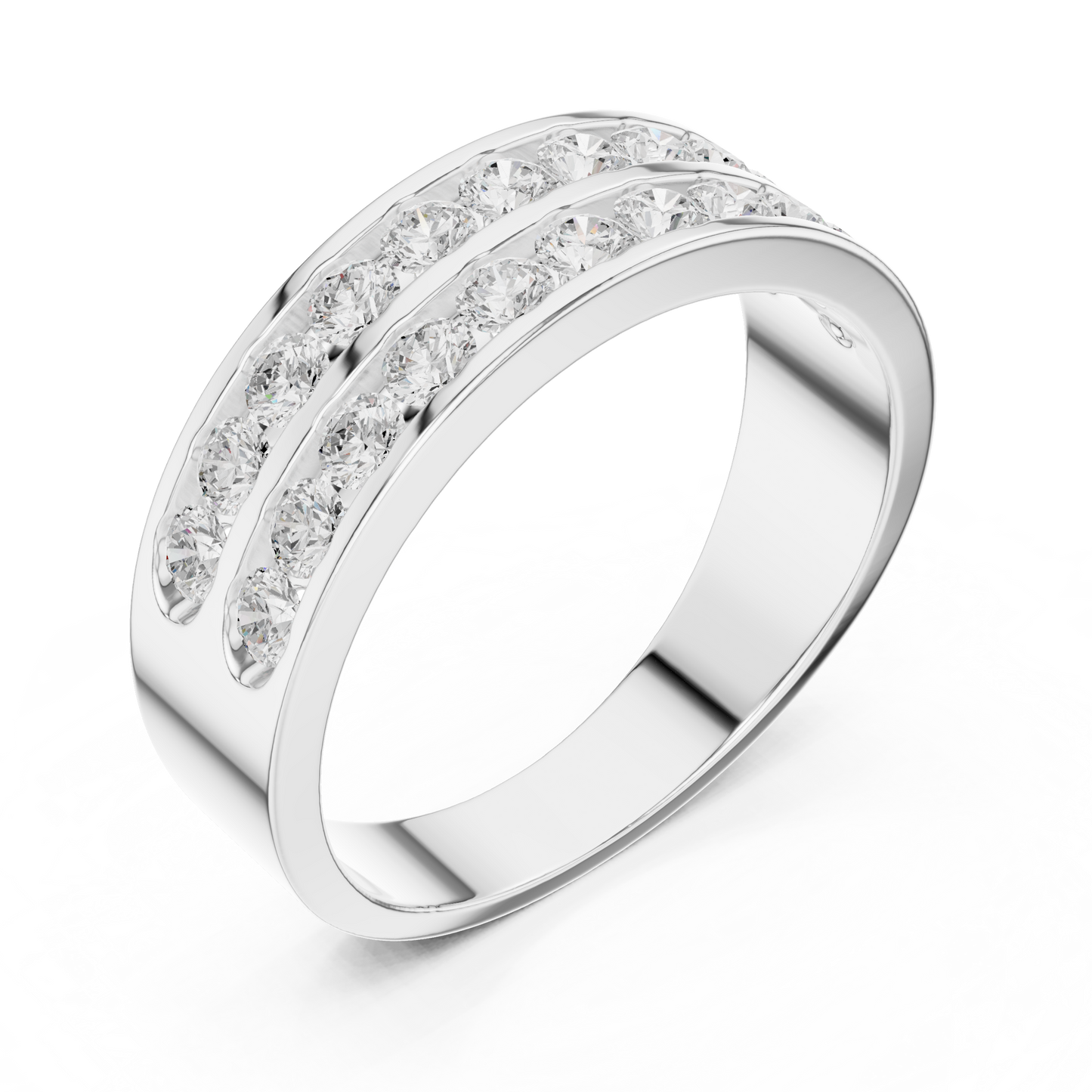 Yellow Gold Double Row Channel Set Diamond Wedding Ring 1.32CTW