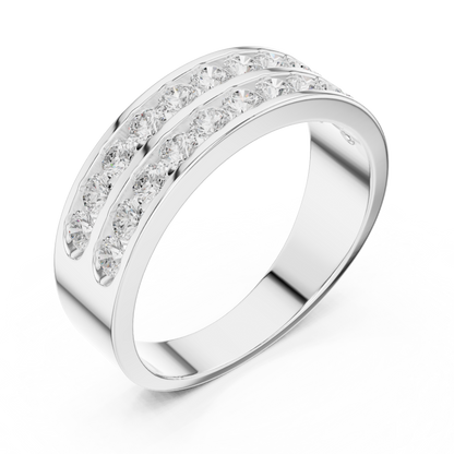 Yellow Gold Double Row Channel Set Diamond Wedding Ring 1.32CTW