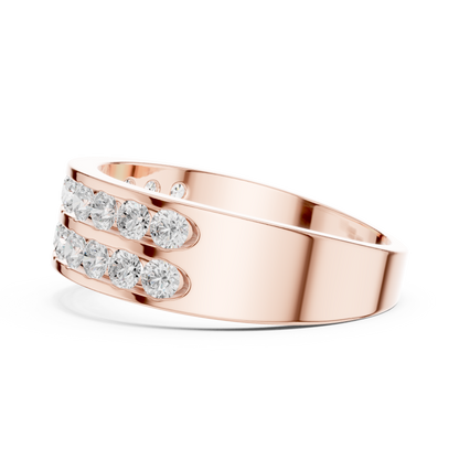 Yellow Gold Double Row Channel Set Diamond Wedding Ring 1.32CTW