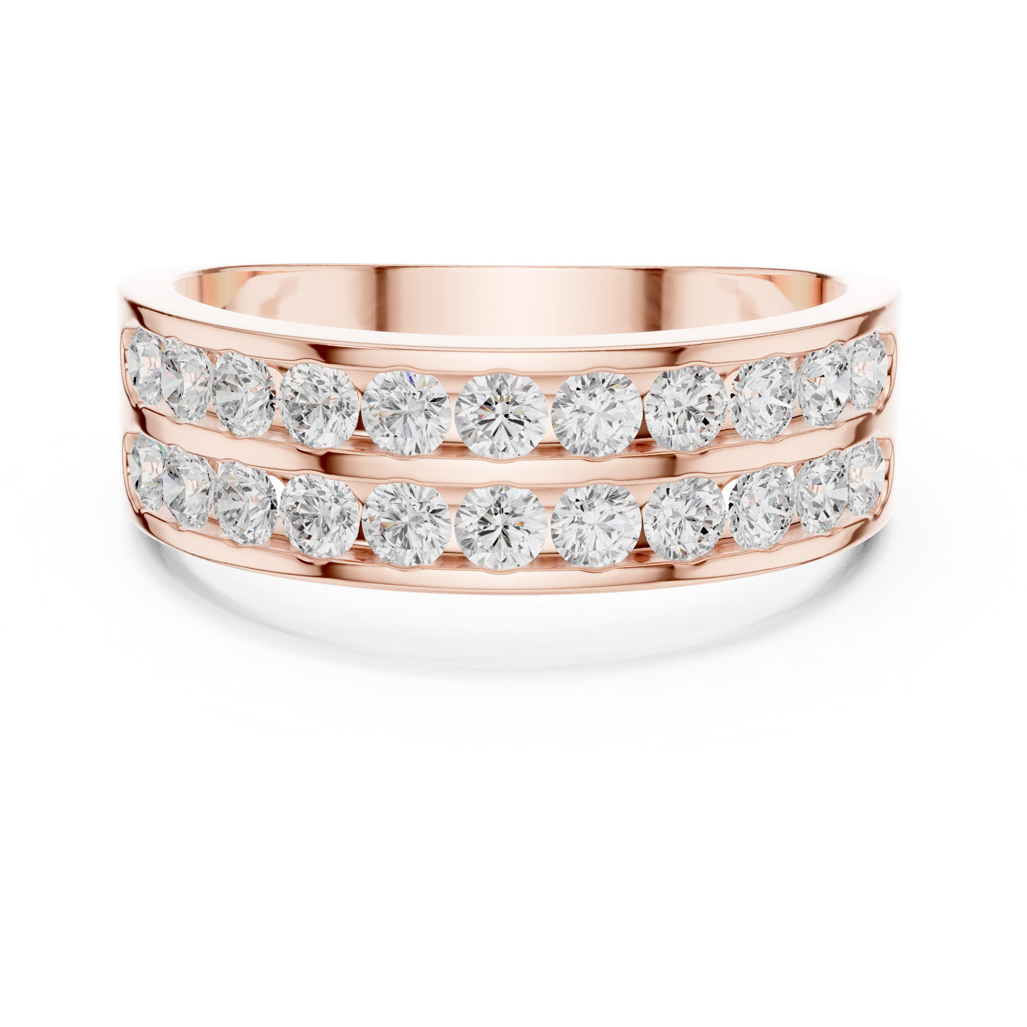Yellow Gold Double Row Channel Set Diamond Wedding Ring 1.32CTW