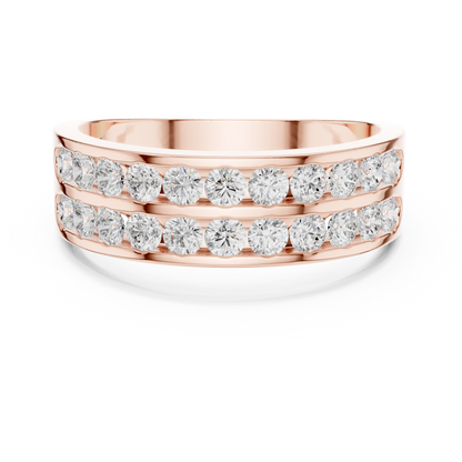 Yellow Gold Double Row Channel Set Diamond Wedding Ring 1.32CTW