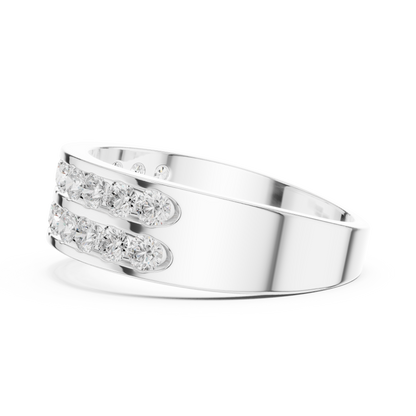 Yellow Gold Double Row Channel Set Diamond Wedding Ring 1.32CTW