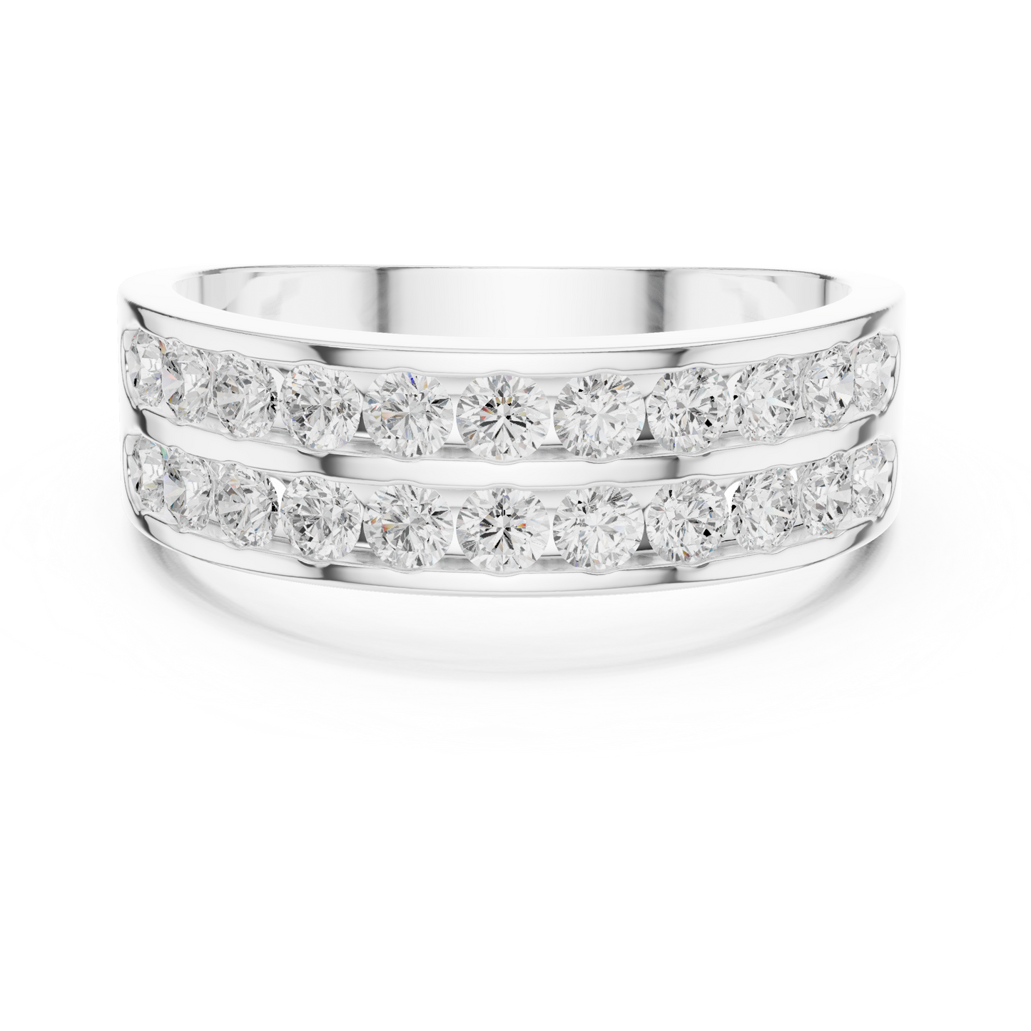 Yellow Gold Double Row Channel Set Diamond Wedding Ring 1.32CTW