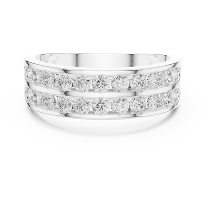 Yellow Gold Double Row Channel Set Diamond Wedding Ring 1.32CTW