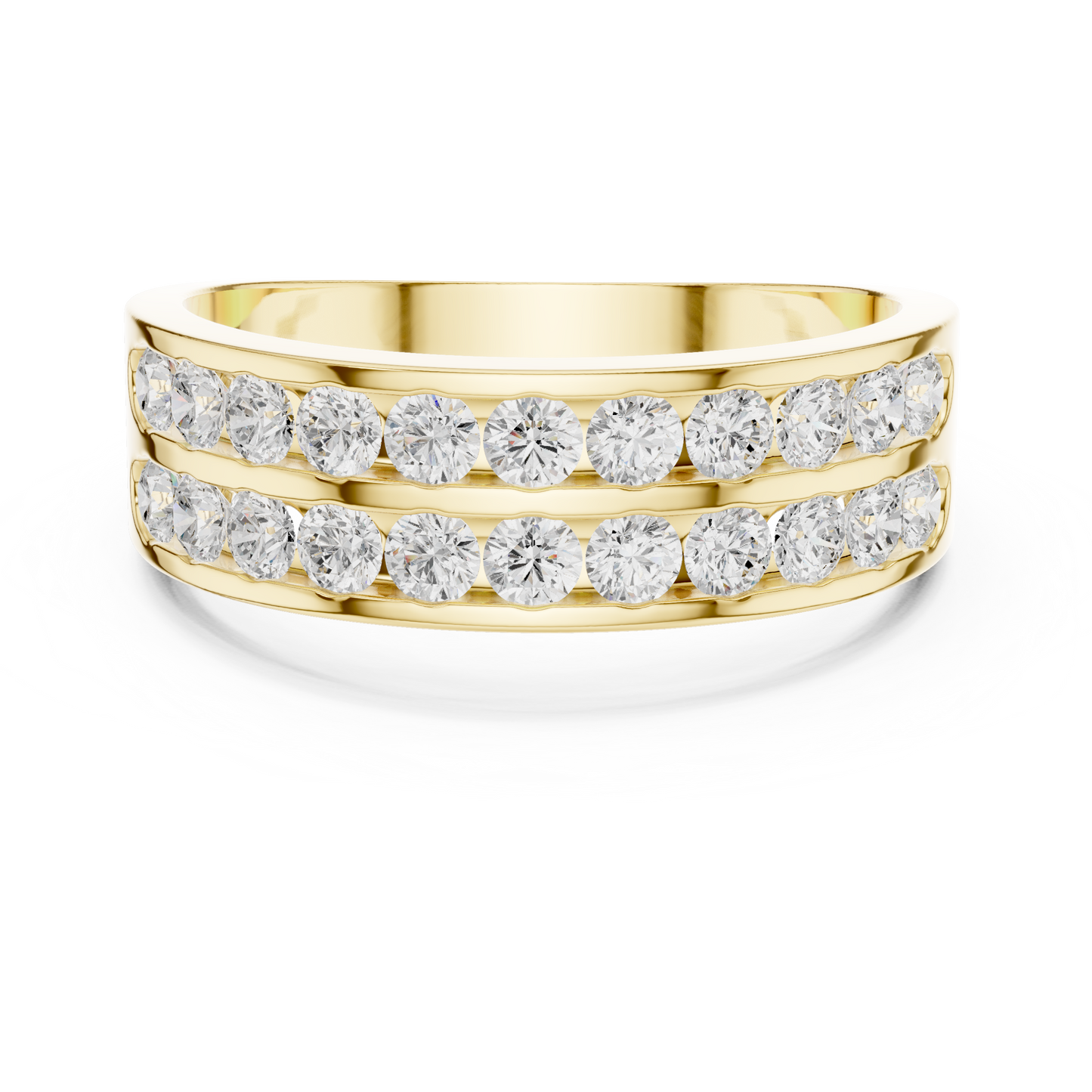 Yellow Gold Double Row Channel Set Diamond Wedding Ring 1.32CTW