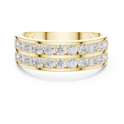 Yellow Gold Double Row Channel Set Diamond Wedding Ring 1.32CTW
