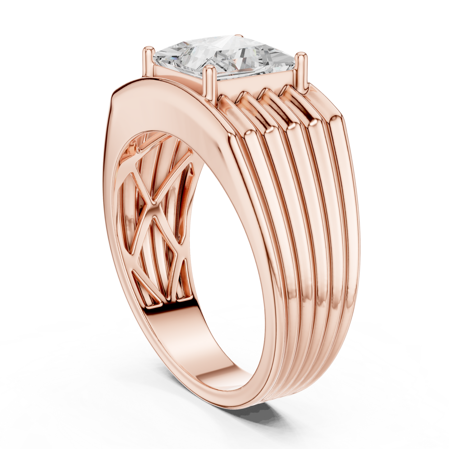Yellow Gold Princess Cut Diamond Solitaire Band - 2.30CTW