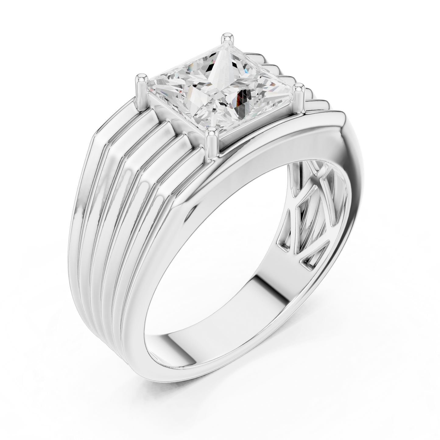 Yellow Gold Princess Cut Diamond Solitaire Band - 2.30CTW
