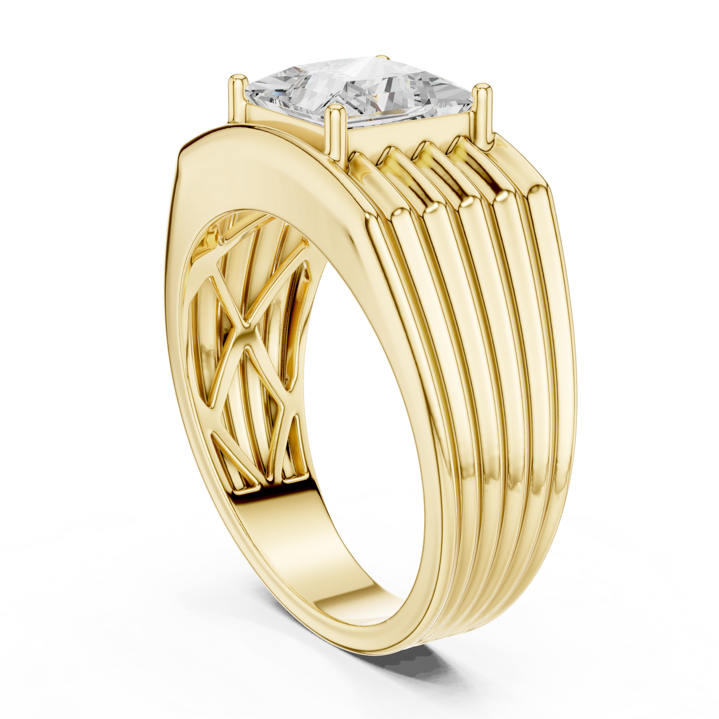 Yellow Gold Princess Cut Diamond Solitaire Band - 2.30CTW