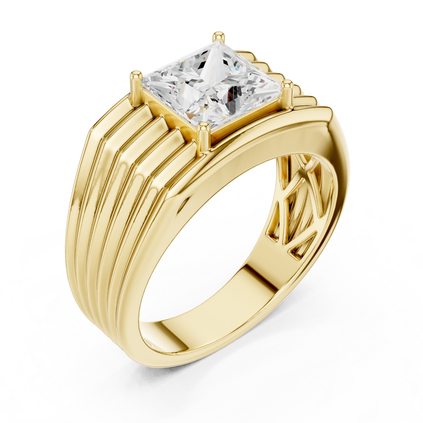 Yellow Gold Princess Cut Diamond Solitaire Band - 2.30CTW