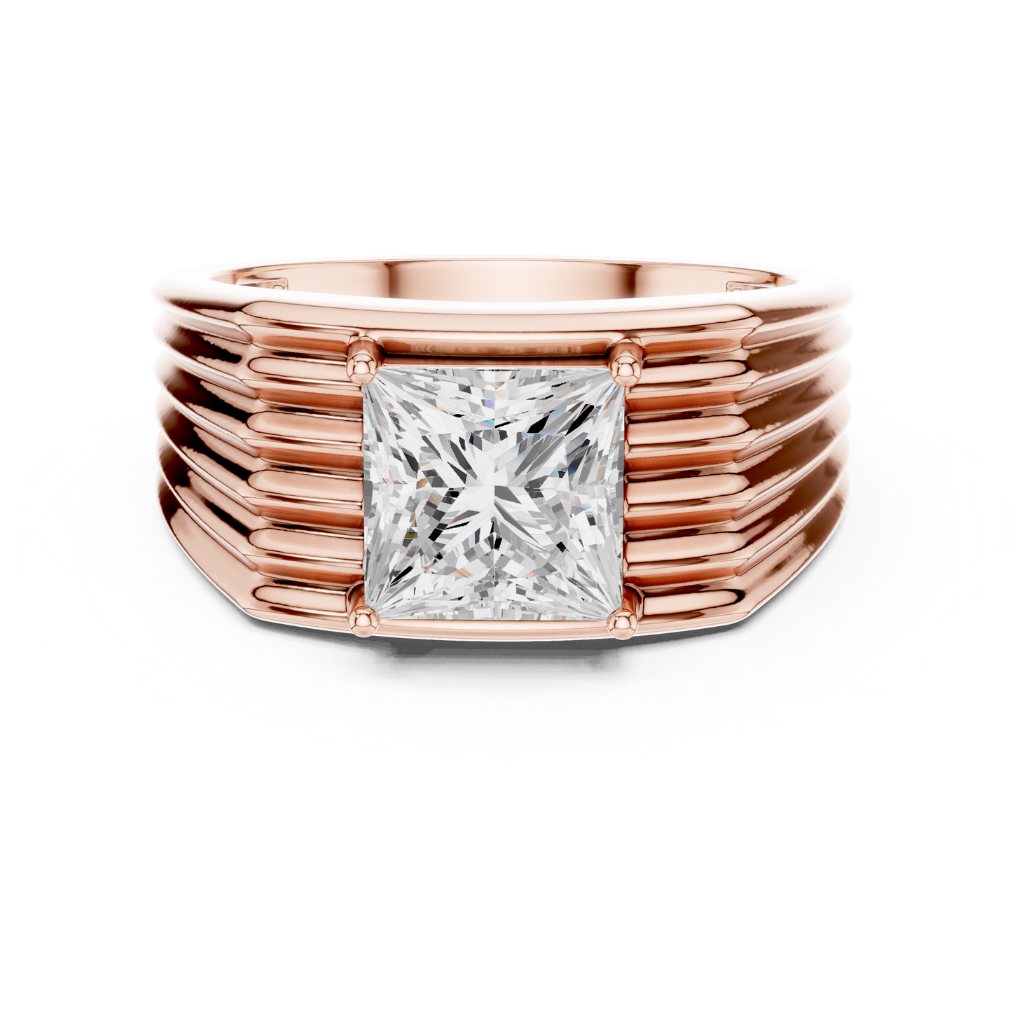 Yellow Gold Princess Cut Diamond Solitaire Band - 2.30CTW