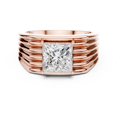 Yellow Gold Princess Cut Diamond Solitaire Band - 2.30CTW