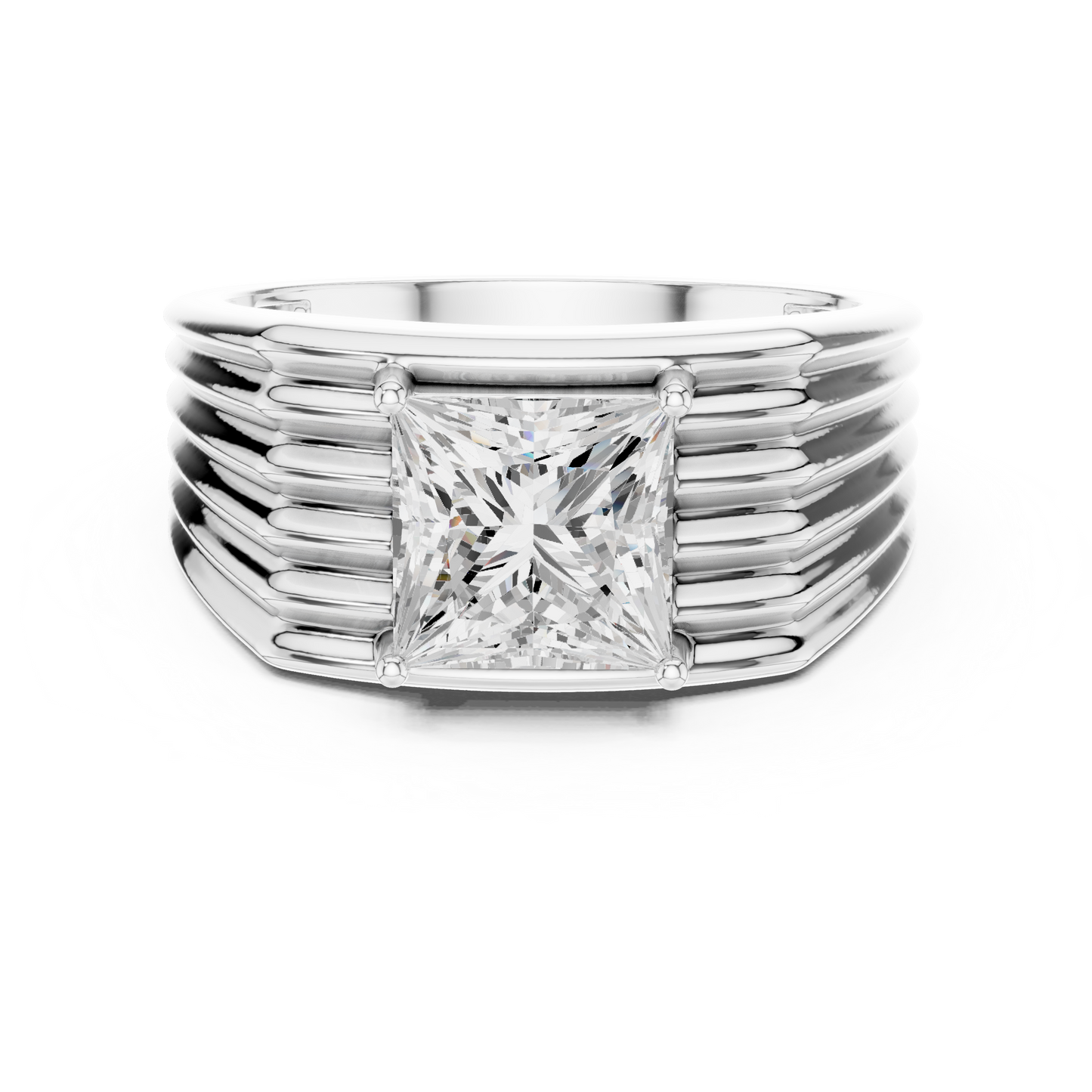 Yellow Gold Princess Cut Diamond Solitaire Band - 2.30CTW