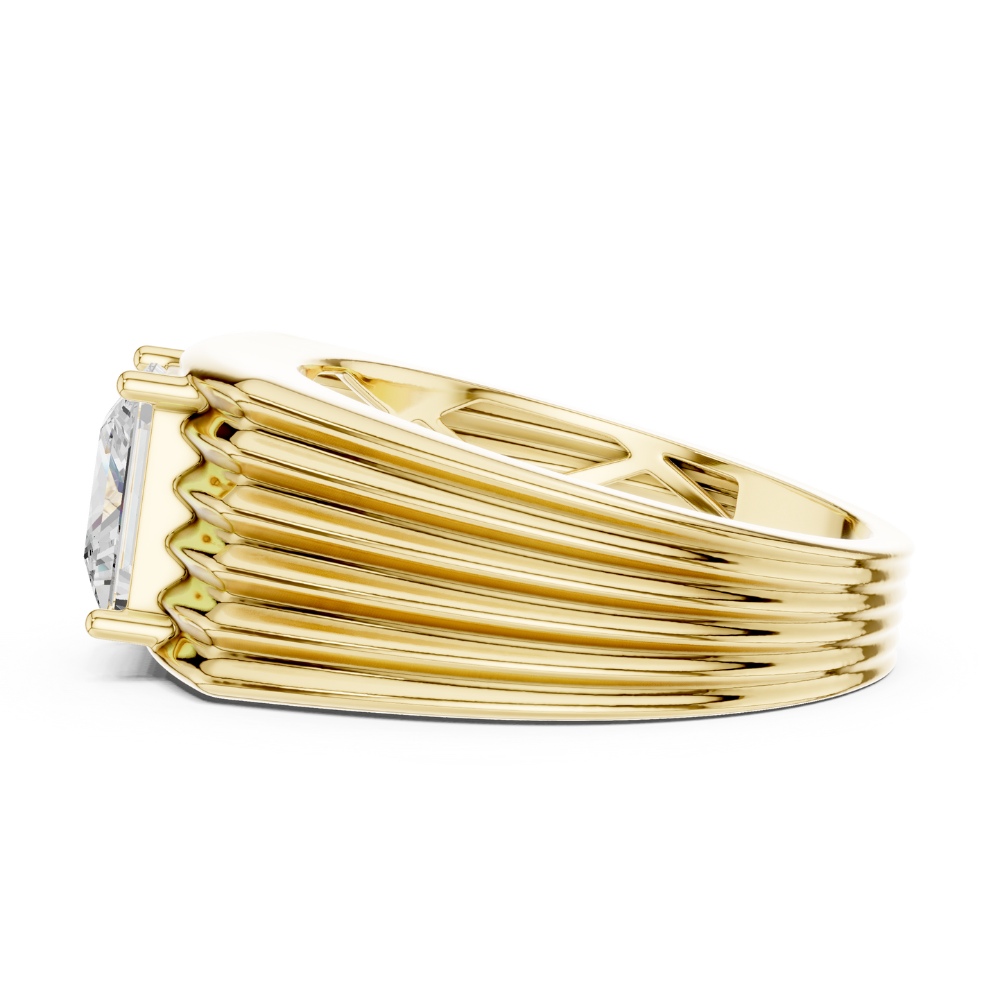 Yellow Gold Princess Cut Diamond Solitaire Band - 2.30CTW