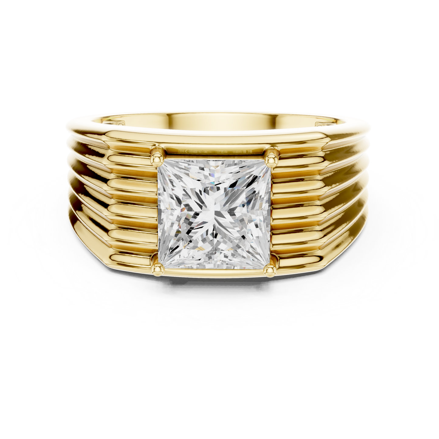 Yellow Gold Princess Cut Diamond Solitaire Band - 2.30CTW