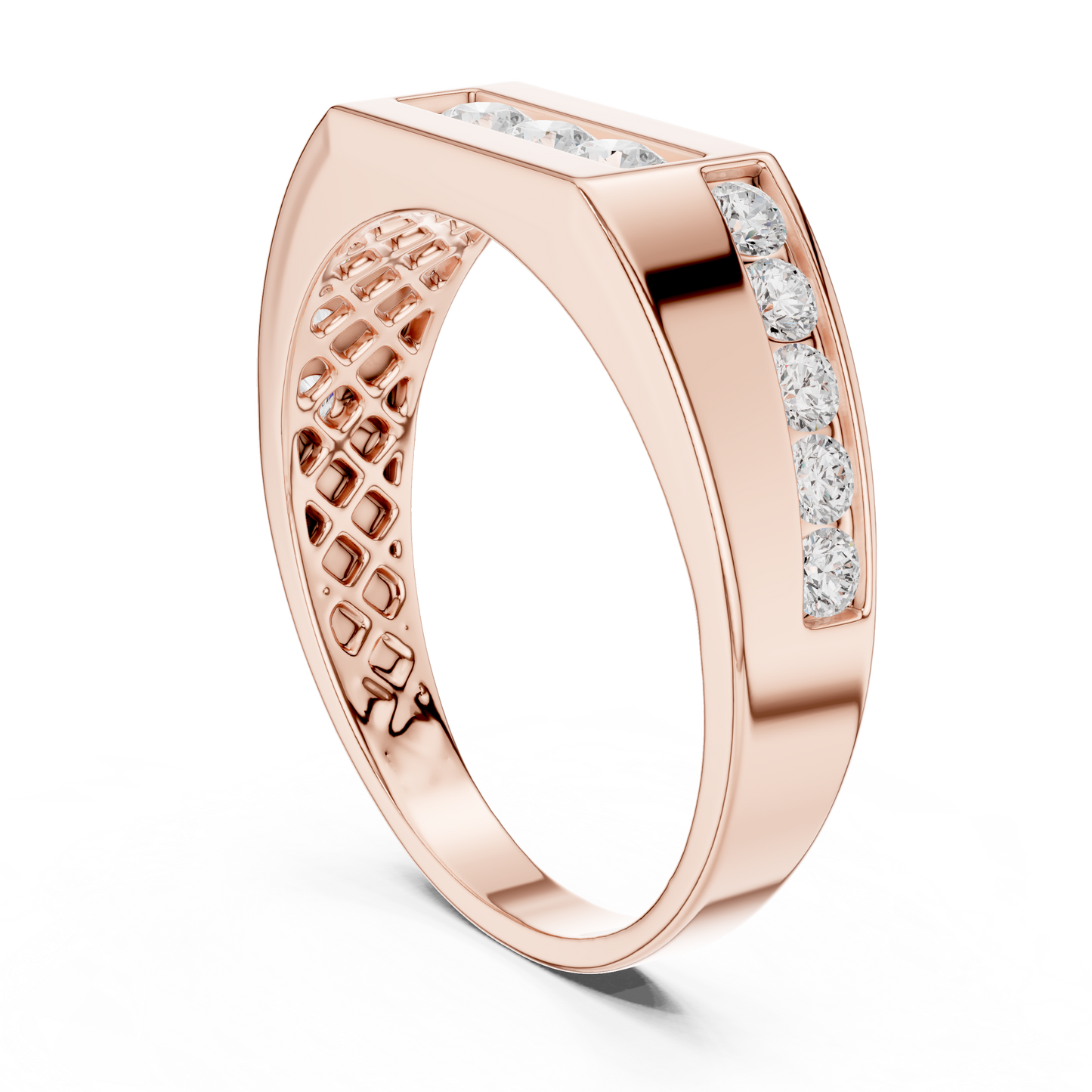 White Gold 3-Stone Diamond Band | 0.55CTW Channel Set Geometric Ring