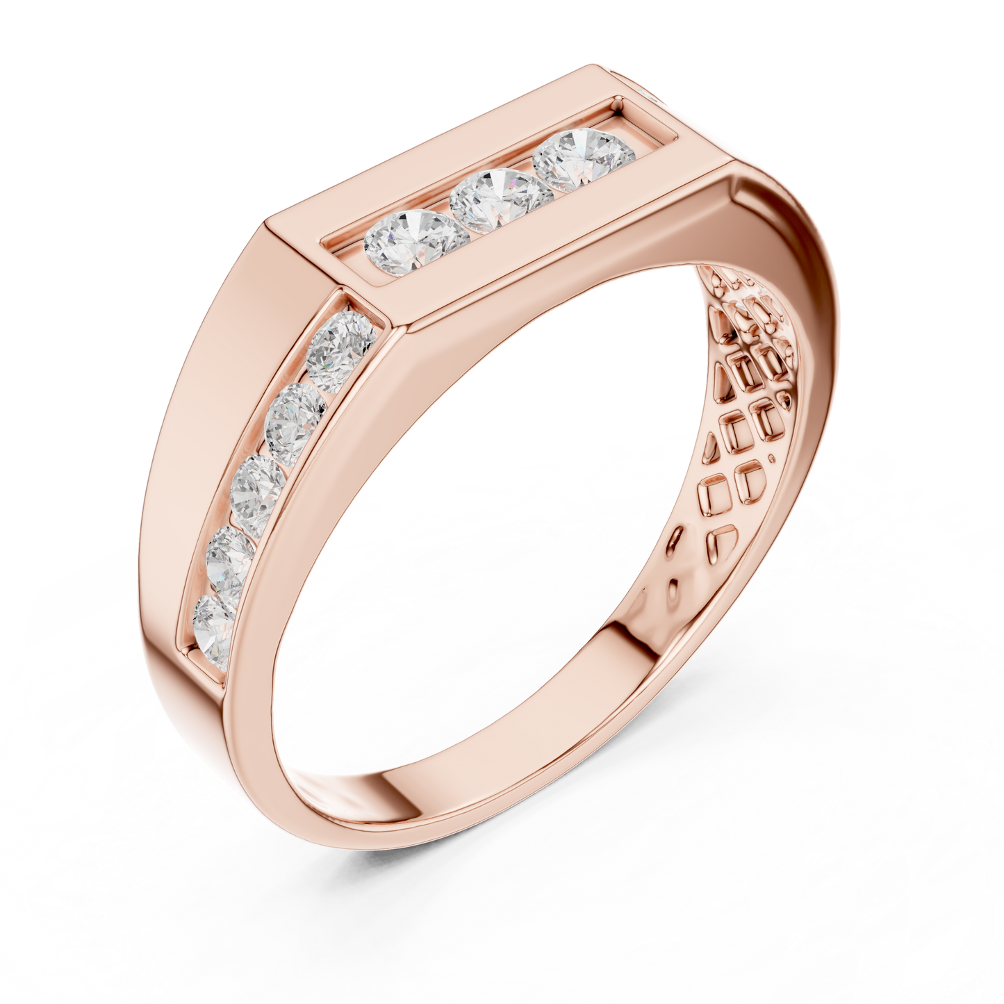 White Gold 3-Stone Diamond Band | 0.55CTW Channel Set Geometric Ring