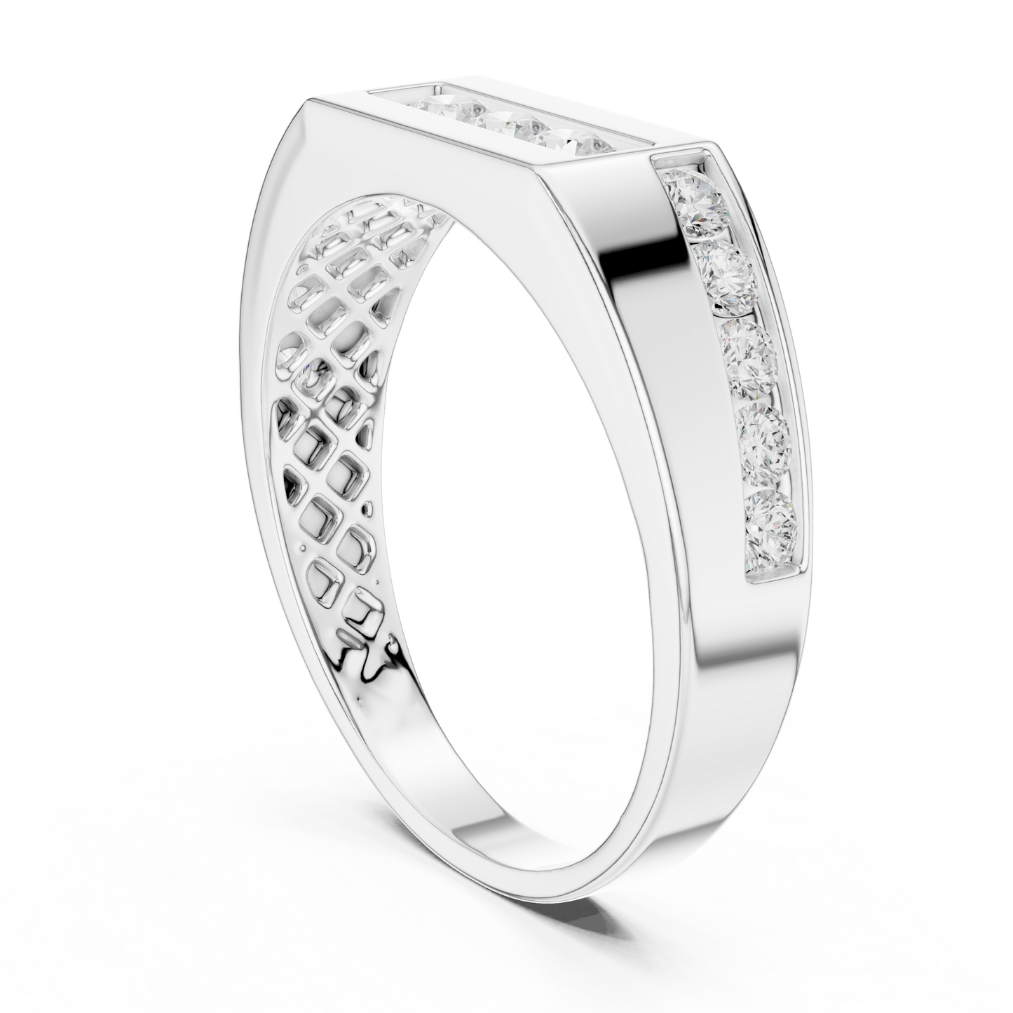 White Gold 3-Stone Diamond Band | 0.55CTW Channel Set Geometric Ring