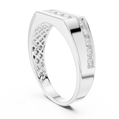 White Gold 3-Stone Diamond Band | 0.55CTW Channel Set Geometric Ring