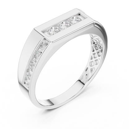 White Gold 3-Stone Diamond Band | 0.55CTW Channel Set Geometric Ring
