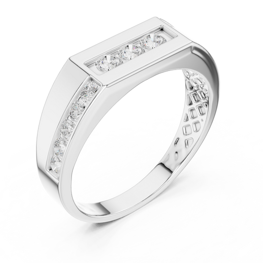 White Gold 3-Stone Diamond Band | 0.55CTW Channel Set Geometric Ring