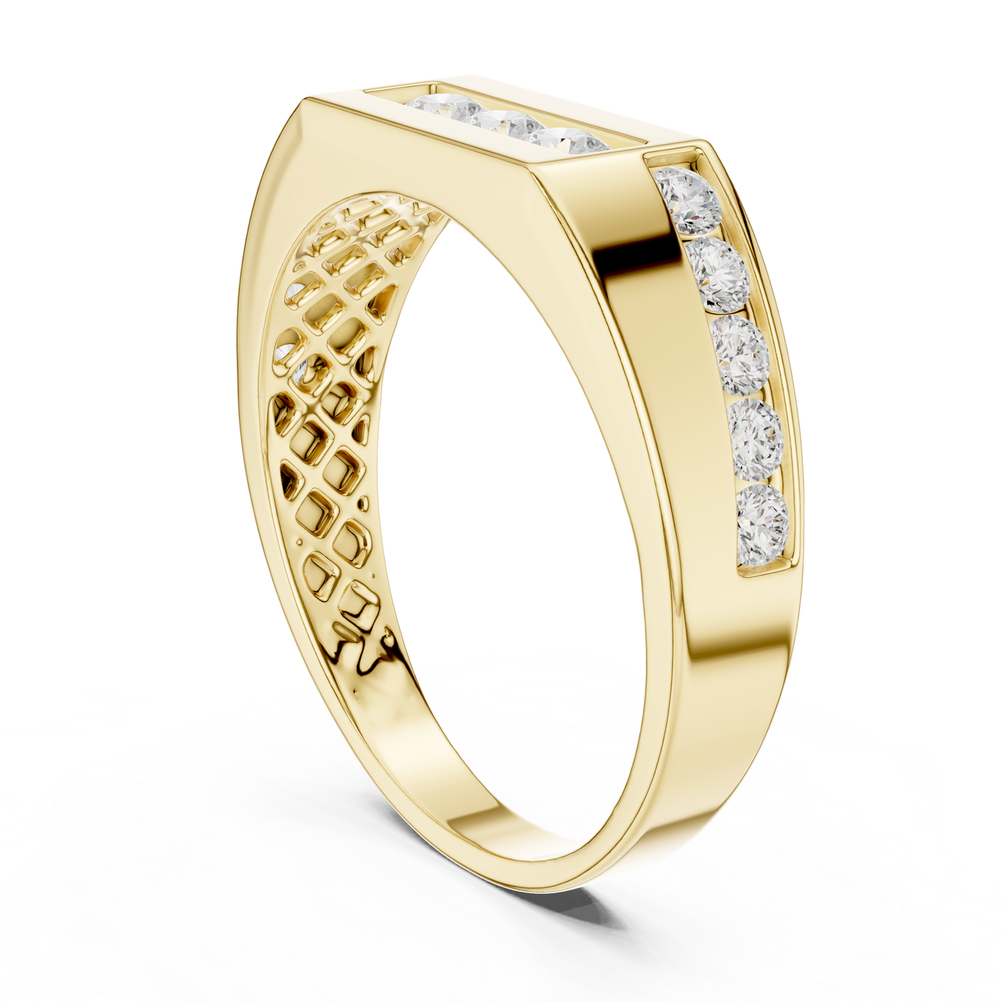 White Gold 3-Stone Diamond Band | 0.55CTW Channel Set Geometric Ring