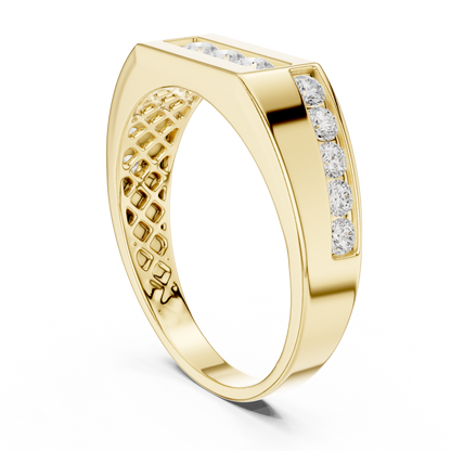 White Gold 3-Stone Diamond Band | 0.55CTW Channel Set Geometric Ring