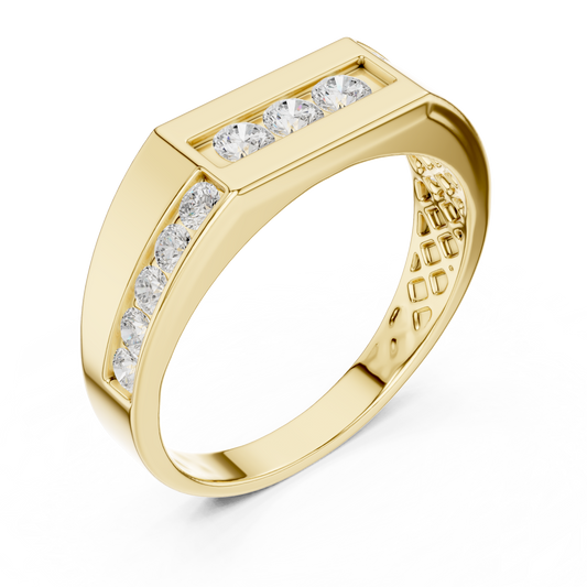 White Gold 3-Stone Diamond Band | 0.55CTW Channel Set Geometric Ring