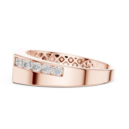 White Gold 3-Stone Diamond Band | 0.55CTW Channel Set Geometric Ring
