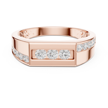 White Gold 3-Stone Diamond Band | 0.55CTW Channel Set Geometric Ring