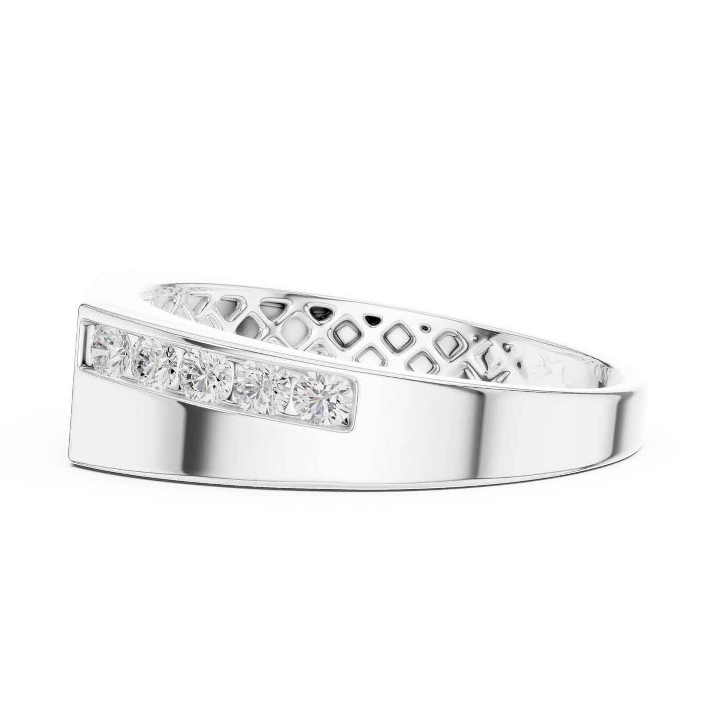 White Gold 3-Stone Diamond Band | 0.55CTW Channel Set Geometric Ring