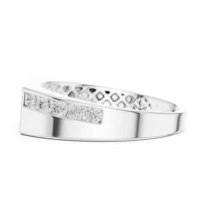 White Gold 3-Stone Diamond Band | 0.55CTW Channel Set Geometric Ring