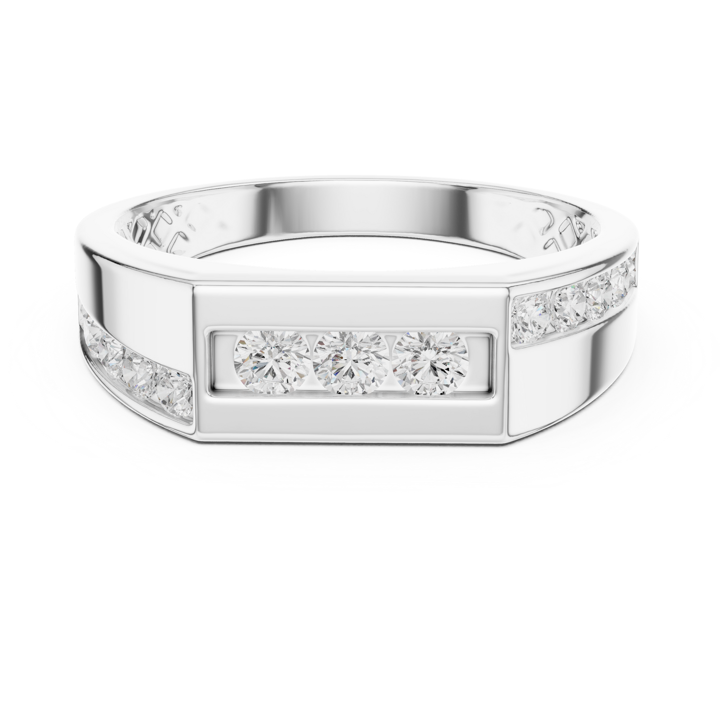 White Gold 3-Stone Diamond Band | 0.55CTW Channel Set Geometric Ring
