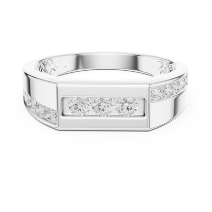 White Gold 3-Stone Diamond Band | 0.55CTW Channel Set Geometric Ring