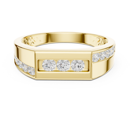 White Gold 3-Stone Diamond Band | 0.55CTW Channel Set Geometric Ring