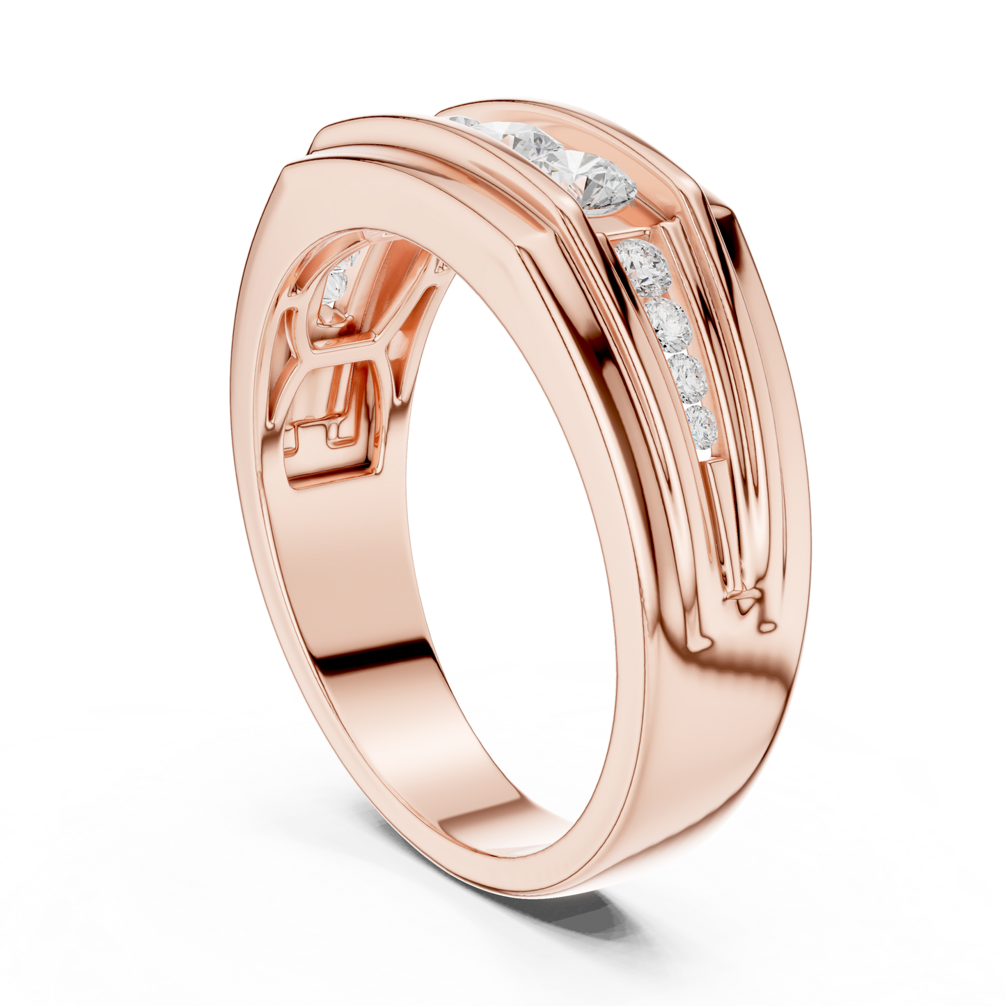 Yellow Gold Graduating Diamond Band - 0.59CTW Channel Set Statement Ring