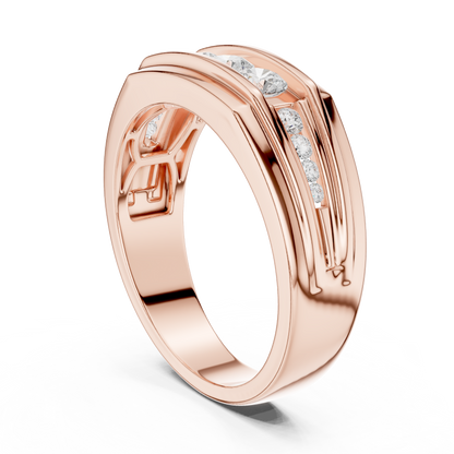 Yellow Gold Graduating Diamond Band - 0.59CTW Channel Set Statement Ring