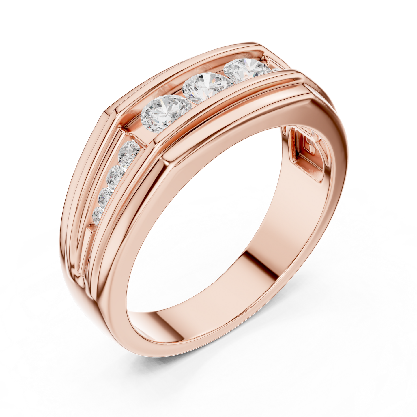 Yellow Gold Graduating Diamond Band - 0.59CTW Channel Set Statement Ring