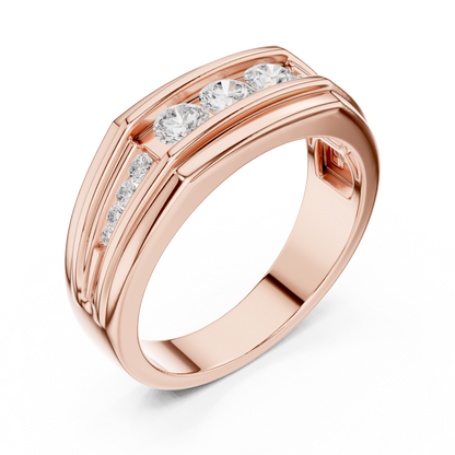 Yellow Gold Graduating Diamond Band - 0.59CTW Channel Set Statement Ring