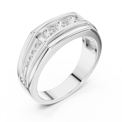 Yellow Gold Graduating Diamond Band - 0.59CTW Channel Set Statement Ring