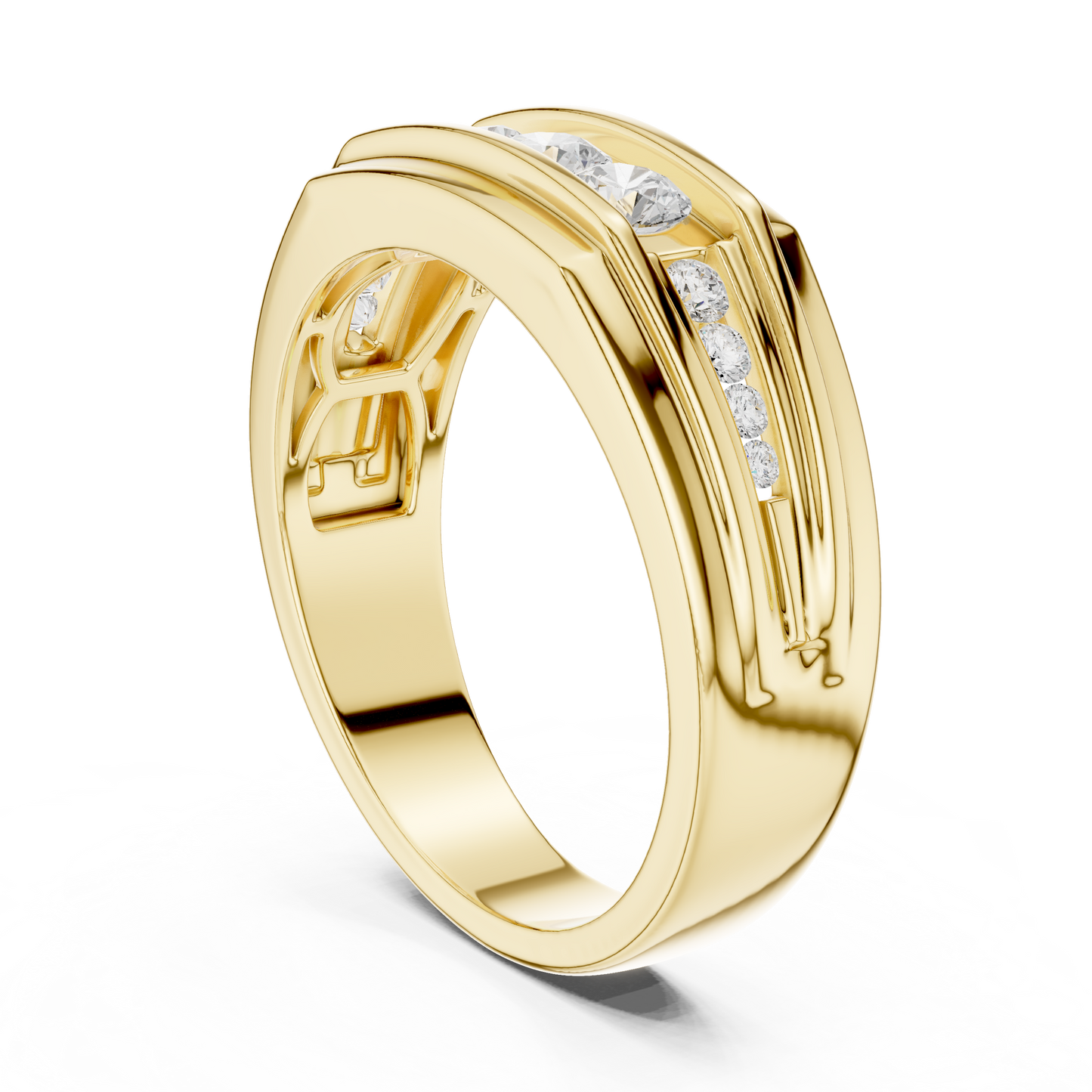 Yellow Gold Graduating Diamond Band - 0.59CTW Channel Set Statement Ring