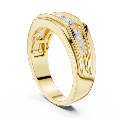 Yellow Gold Graduating Diamond Band - 0.59CTW Channel Set Statement Ring