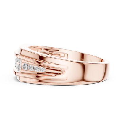 Yellow Gold Graduating Diamond Band - 0.59CTW Channel Set Statement Ring