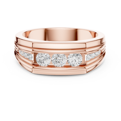 Yellow Gold Graduating Diamond Band - 0.59CTW Channel Set Statement Ring