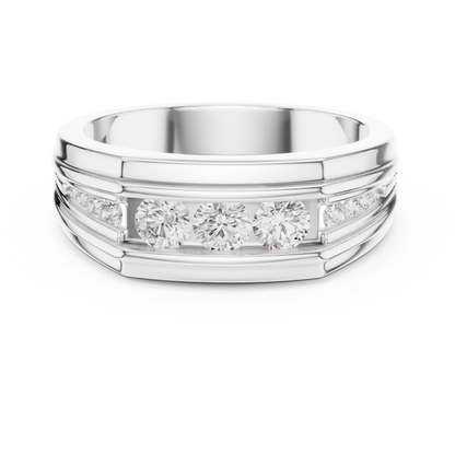 Yellow Gold Graduating Diamond Band - 0.59CTW Channel Set Statement Ring