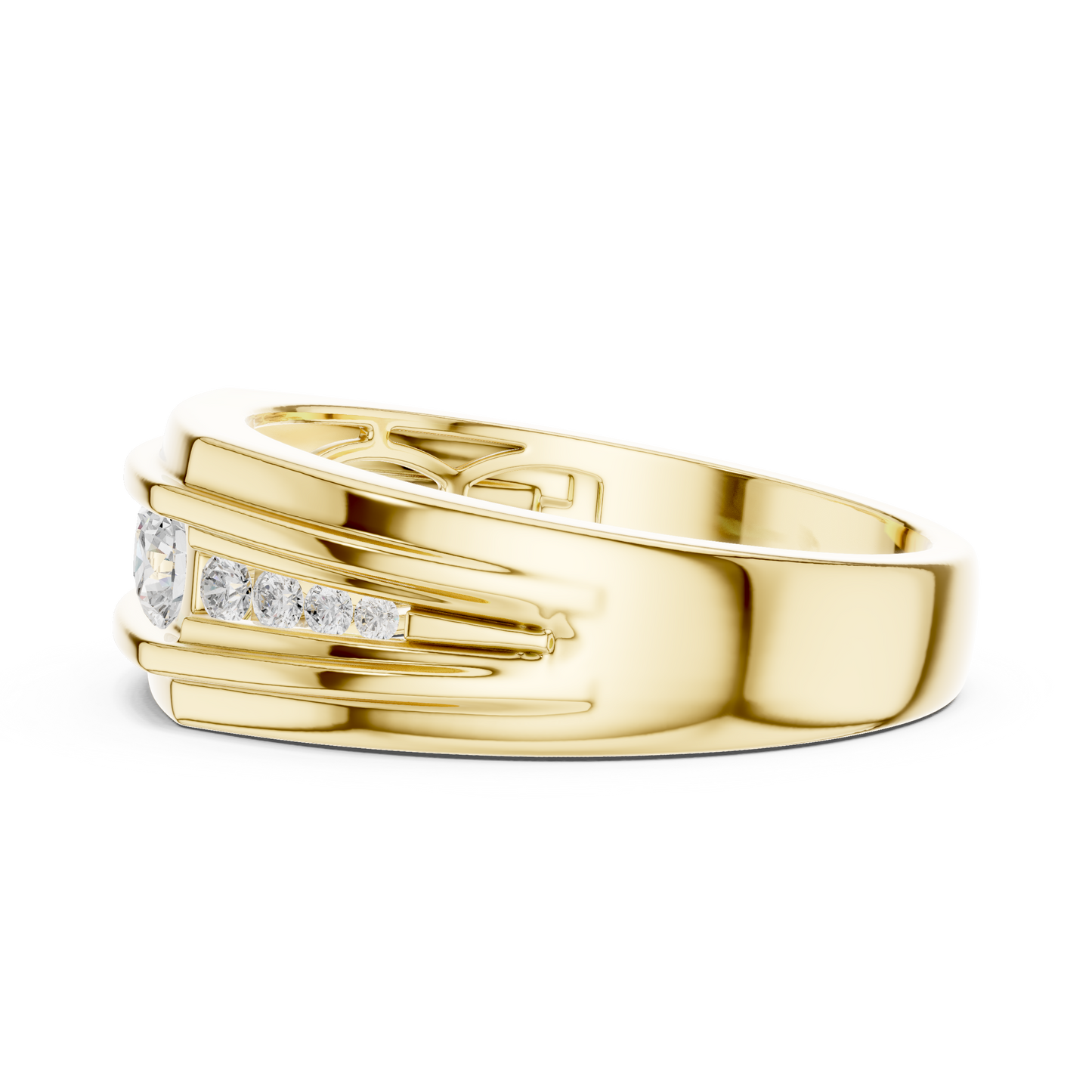 Yellow Gold Graduating Diamond Band - 0.59CTW Channel Set Statement Ring