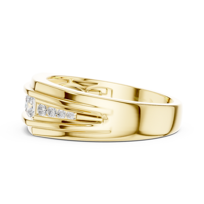 Yellow Gold Graduating Diamond Band - 0.59CTW Channel Set Statement Ring