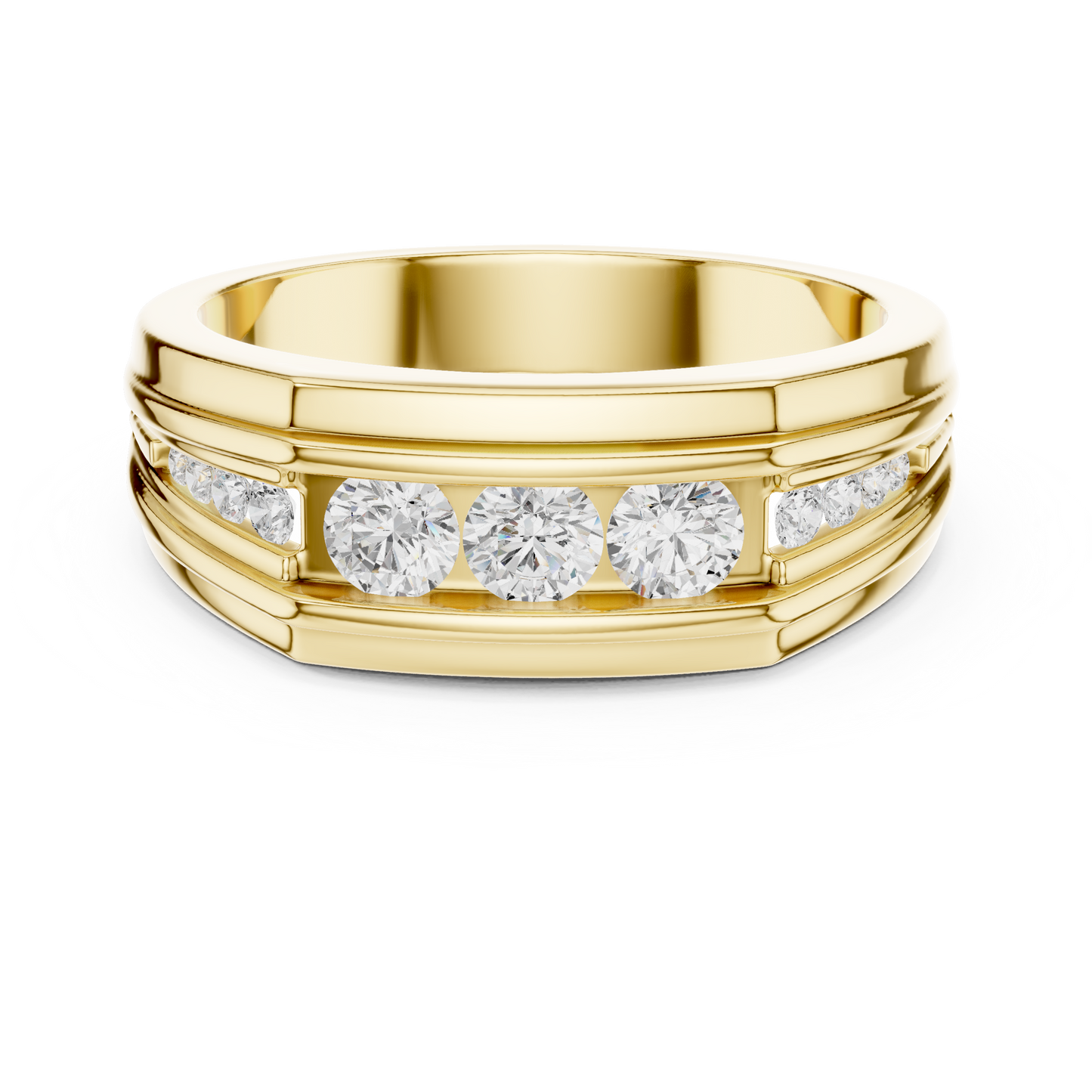 Yellow Gold Graduating Diamond Band - 0.59CTW Channel Set Statement Ring